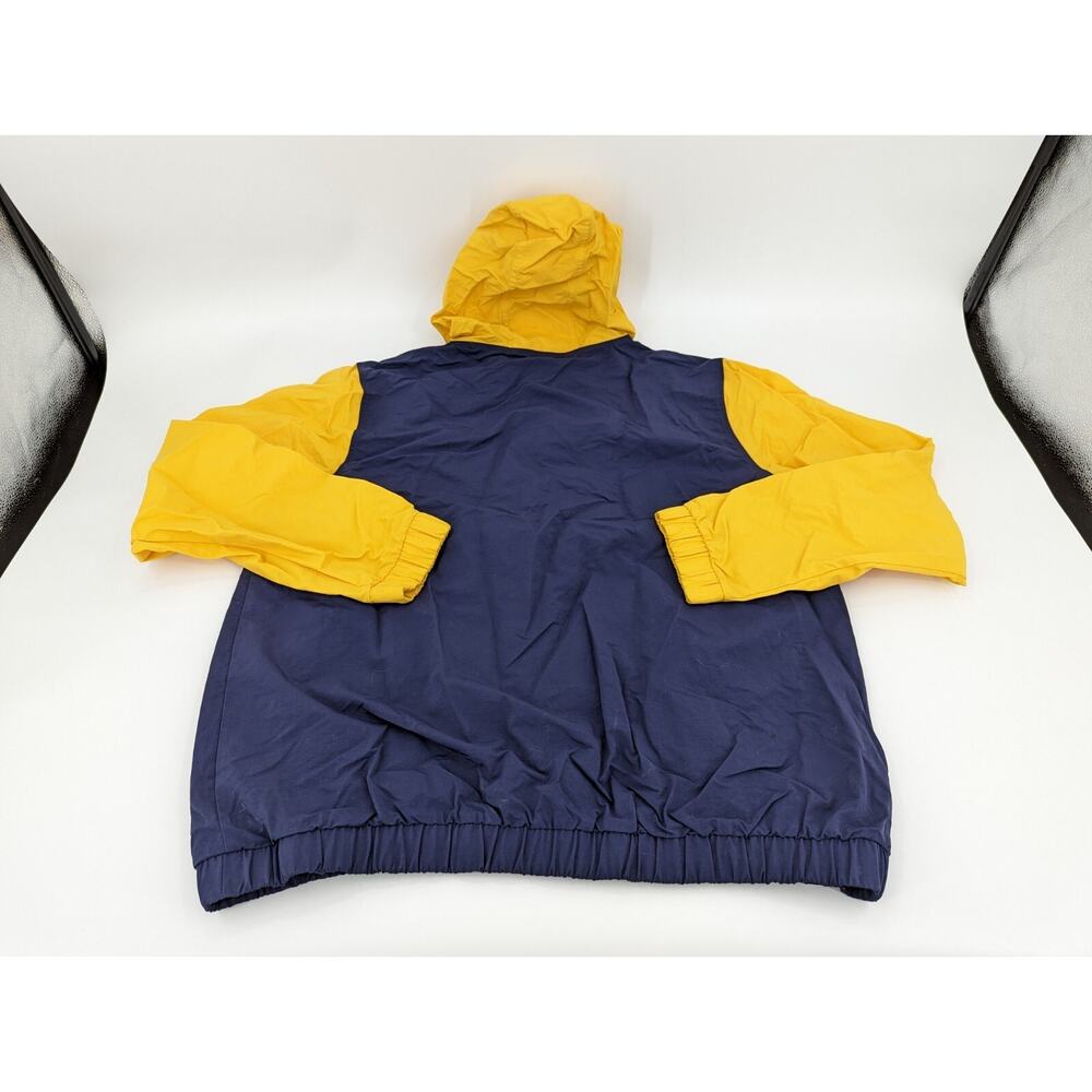 Under Armour Loose Hooded Navy Yellow Pullover 1/4 Button Windbreaker Size L - Picture 2 of 7